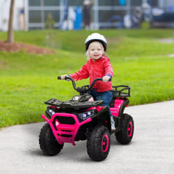 AIYAPLAY 12V Kids Quad Bike w/ 4 Suspension Wheels, for 3-5 Years, Pink