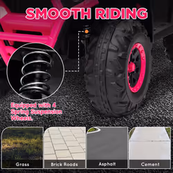 AIYAPLAY 12V Kids Quad Bike w/ 4 Suspension Wheels, for 3-5 Years, Pink