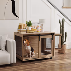 PawHut Dog Crate Furniture w/ Sliding Door, for Medium Dogs, Brown