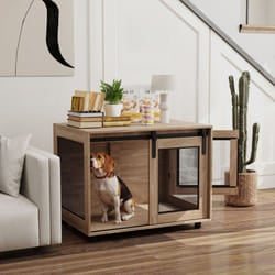 PawHut Dog Crate Furniture w/ Sliding Door, for Medium Dogs, Brown