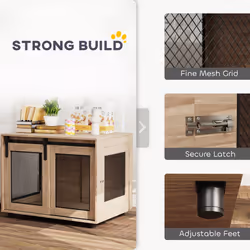 PawHut Dog Crate Furniture w/ Sliding Door, for Medium Dogs, Brown