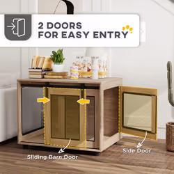 PawHut Dog Crate Furniture w/ Sliding Door, for Medium Dogs, Brown - Additional view 8