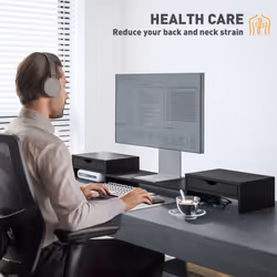 HOMCOM Dual Monitor Stand Riser with Adjustable Length and Angle, Black - Additional view 4