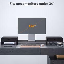 HOMCOM Dual Monitor Stand Riser with Adjustable Length and Angle, Black - Additional view 5
