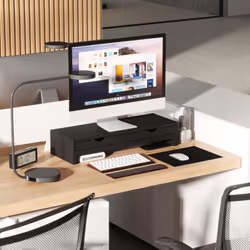 HOMCOM Dual Monitor Stand Riser with Adjustable Length and Angle, Black - Additional view 7