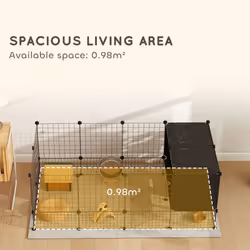 PawHut DIY Small Animal Cage w/ Elevated Huts, for Guinea Pigs, Rabbits - Additional view 4