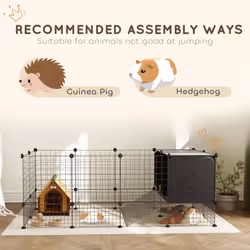 PawHut DIY Small Animal Cage w/ Elevated Huts, for Guinea Pigs, Rabbits - Additional view 5