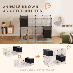 PawHut DIY Small Animal Cage w/ Elevated Huts, for Guinea Pigs, Rabbits - Additional view 6