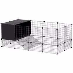 PawHut DIY Small Animal Cage w/ Elevated Huts, for Guinea Pigs, Rabbits - Additional view 8