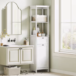 HOMCOM Slim Bathroom Storage Unit with Tilt-Out Laundry Cabinet Drawer White