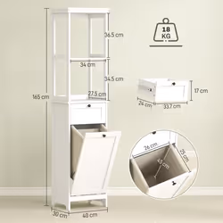 HOMCOM Slim Bathroom Storage Unit with Tilt-Out Laundry Cabinet Drawer White