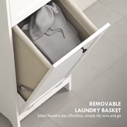 HOMCOM Slim Bathroom Storage Unit with Tilt-Out Laundry Cabinet Drawer White - Additional view 4