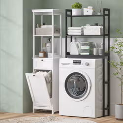 HOMCOM Slim Bathroom Storage Unit with Tilt-Out Laundry Cabinet Drawer White - Additional view 7
