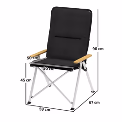 Outsunny Padded Camp Chair Outdoor High Back Folding Recliner with Bag Black