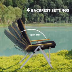 Outsunny Padded Camp Chair Outdoor High Back Folding Recliner with Bag Black
