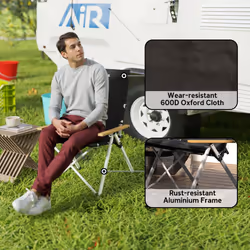 Outsunny Padded Camp Chair Outdoor High Back Folding Recliner with Bag Black - Additional view 4