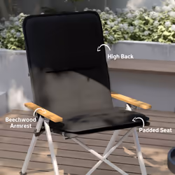 Outsunny Padded Camp Chair Outdoor High Back Folding Recliner with Bag Black - Additional view 5