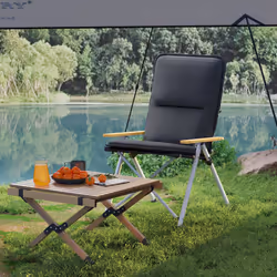 Outsunny Padded Camp Chair Outdoor High Back Folding Recliner with Bag Black - Additional view 8