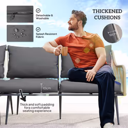 Outsunny 6 Piece Garden Furniture Set Garden Sofa with Cushions, Light Grey