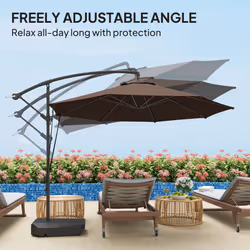 Outsunny Garden Cantilever Parasol with Cover Weighted Base Wind Strap Brown - Additional view 4