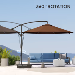 Outsunny Garden Cantilever Parasol with Cover Weighted Base Wind Strap Brown - Additional view 5