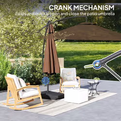 Outsunny Garden Cantilever Parasol with Cover Weighted Base Wind Strap Brown - Additional view 6