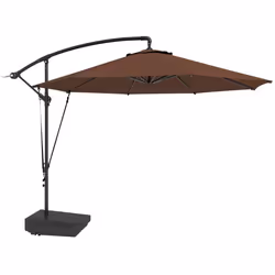 Outsunny Garden Cantilever Parasol with Cover Weighted Base Wind Strap Brown - Additional view 7