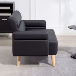 HOMCOM 2 Seater Sofa Settee, Modern Faux Leather Couch with Wood Legs - Additional view 6