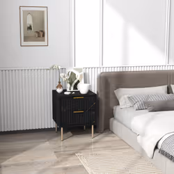 HOMCOM Bedside Table Bedside Cabinet with 2 Drawers for Bedroom, Black
