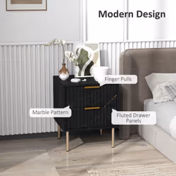 HOMCOM Bedside Table Bedside Cabinet with 2 Drawers for Bedroom, Black