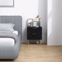 HOMCOM Bedside Table Bedside Cabinet with 2 Drawers for Bedroom, Black - Additional view 7