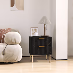HOMCOM Bedside Table Bedside Cabinet with 2 Drawers for Bedroom, Black - Additional view 8