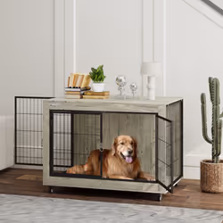 PawHut Dog Crate Furniture on Wheels, for Large Dogs, 100 x 60 x 73.5cm