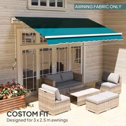 Outsunny Replacement Canopy for 3 x 2.5 m Awning (Fabric Only), Green