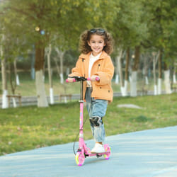 AIYAPLAY Scooter for Kids, Folding Kick Scooter w/ Adjustable Handle, Pink