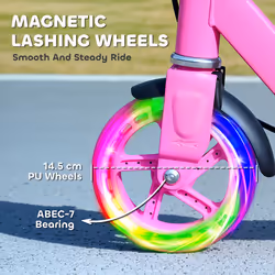AIYAPLAY Scooter for Kids, Folding Kick Scooter w/ Adjustable Handle, Pink