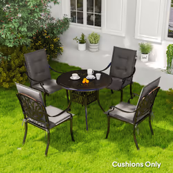 Outsunny Set of 4 Garden Chair Cushions, Outdoor Seat Pads, Charcoal Grey