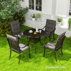Outsunny Set of 4 Garden Chair Cushions, Outdoor Seat Pads, Charcoal Grey