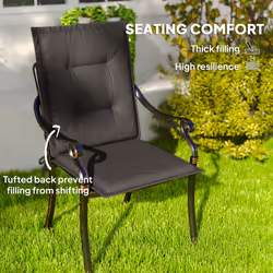 Outsunny Set of 4 Garden Chair Cushions, Outdoor Seat Pads, Charcoal Grey