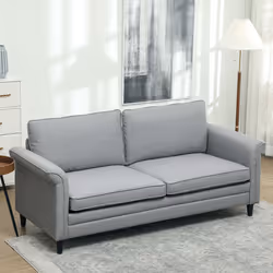 HOMCOM Modern 3 Seater Sofa for Living Room, Fabric Couch Settee - Grey