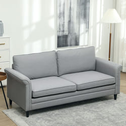 HOMCOM Modern 3 Seater Sofa for Living Room, Fabric Couch Settee - Grey
