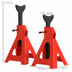 HOMCOM Axle Stands, Adjustable Car Jack Stands, Pack of 2, Red - L