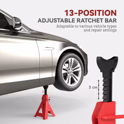 HOMCOM Axle Stands, Adjustable Car Jack Stands, Pack of 2, Red - L