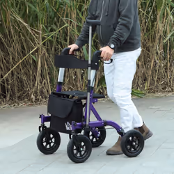 HOMCOM Rollator Walker with Seat, Backrest, Bag, All-terrain Wheels
