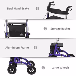 HOMCOM Rollator Walker with Seat, Backrest, Bag, All-terrain Wheels - Additional view 6