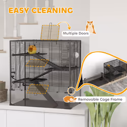 PawHut 4-Tier Hamster Cage w/ Deep Tempered Glass Bottom, 78.5 x 48.5 x 80cm - Additional view 4