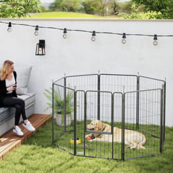 PawHut 8 Panels Heavy Duty Dog Playpen with Door Indoor Outdoor, 100cm High