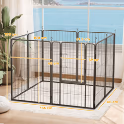 PawHut 8 Panels Heavy Duty Dog Playpen with Door Indoor Outdoor, 100cm High
