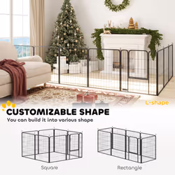 PawHut 8 Panels Heavy Duty Dog Playpen with Door Indoor Outdoor, 100cm High