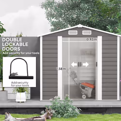 Outsunny 7 x 4ft Upgraded Metal Shed with Lock, Easy to Assemble, Light Grey - Additional view 4